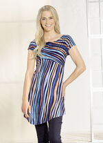 Longshirt mit überschnittener Schulterpartie in 2 Farben MARINE-BLEU