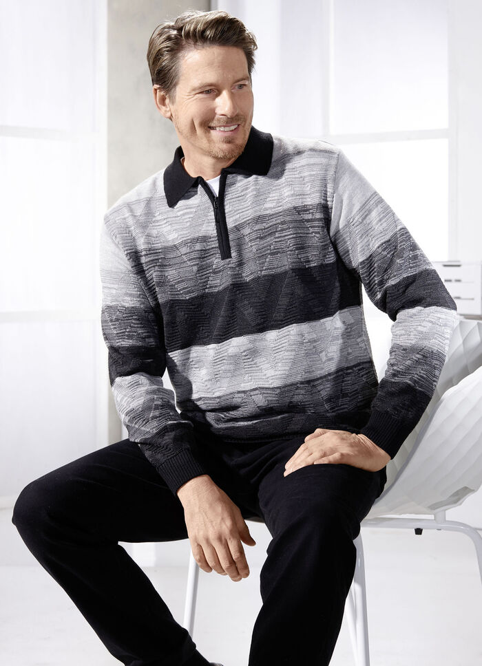 Klassischer Polopullover mit kurzem Reissverschluss 