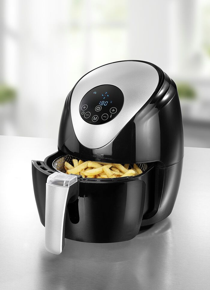 Digitale Heissluftfritteuse &ndash; spart Zeit und Energie! SCHWARZ-SILBER