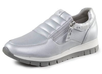 ELENA EDEN Sneaker aus Nappaleder und silbergrau gepr&auml;gtem Veloursleder 