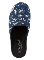 Zweierpack Pantoffeln aus samtig, weichem, bedrucktem Textilmaterial 1X BLAU, 1X BORDEAUX