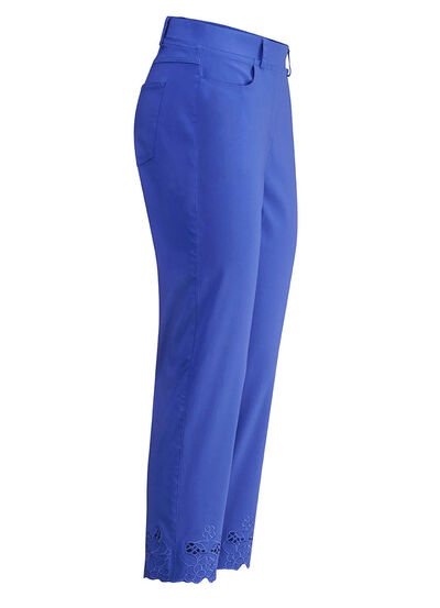 Hose mit floralen Lochstickereien 