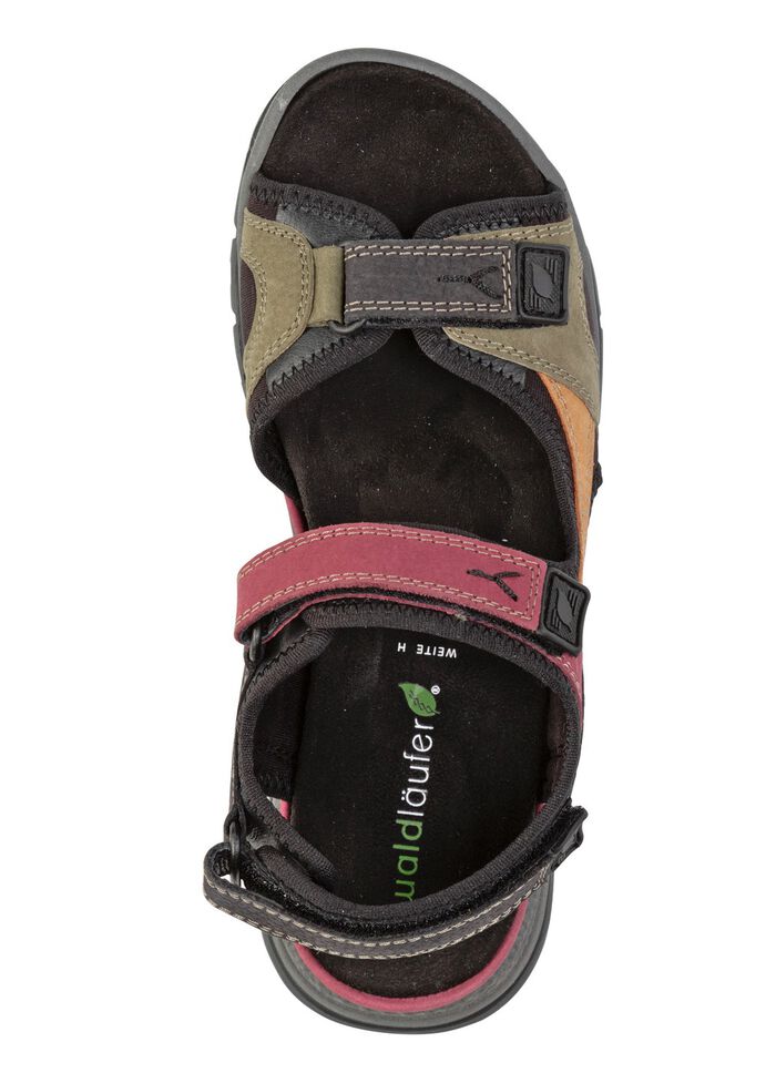 Waldläufer, sporliche Damen-Sandalen, Weite H, mit herausnehmbarem Fussbett SCHWARZ-BUNT