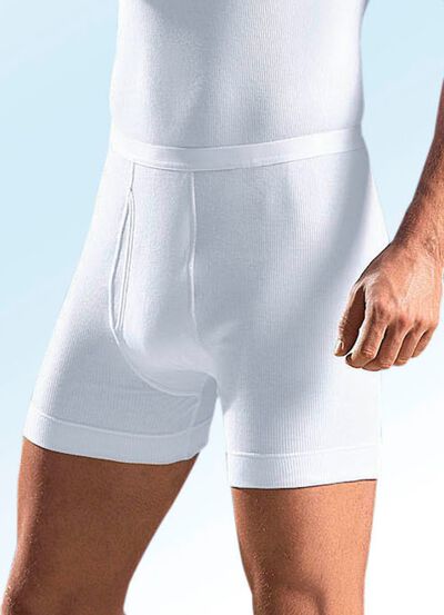 Schiesser Unterhose aus Doppelripp mit Eingriff, weiss 