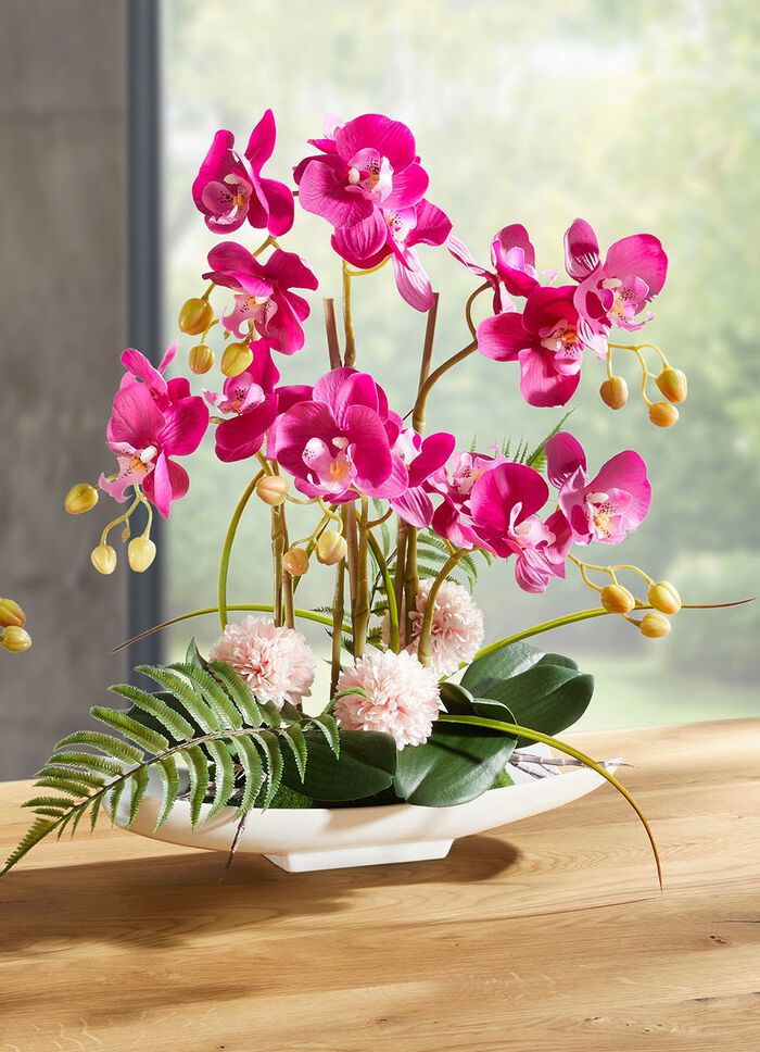 Orchideen-Arrangement in Schale 