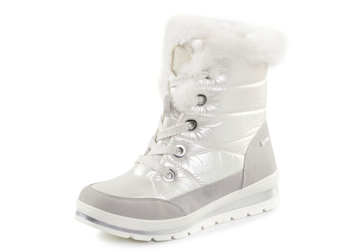 ELENA EDEN, gefütterte Damen-Boots, Winterschuhe, Weite G, mit herausnehmbarem Fussbett PERLWEISS-GRAU