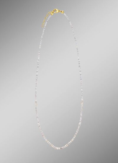 Aussergew&ouml;hnliche Halskette mit Roh-Diamanten in Hellgrau 