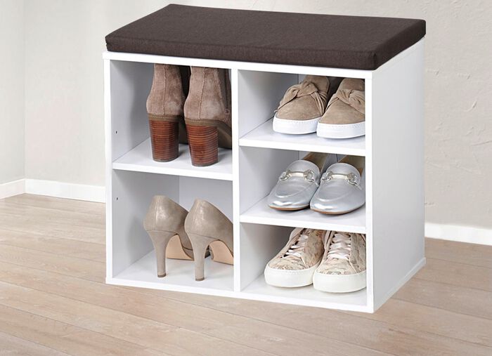 Schuhbank mit Sitzkissen WEISS