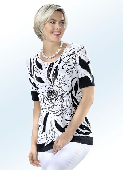 Shirt mit rundem Halsausschnitt in 2 Farben 
