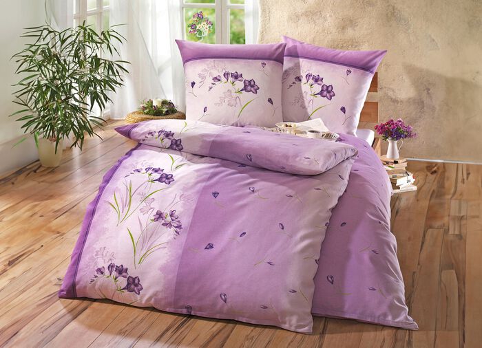 B&uuml;gelleichte DOBNIG Bettw&auml;sche-Garnitur mit Reissverschluss FLIEDER