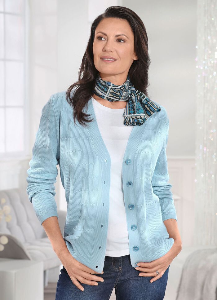 Strickjacke aus Schurwolle (Merino) HELLBLAU