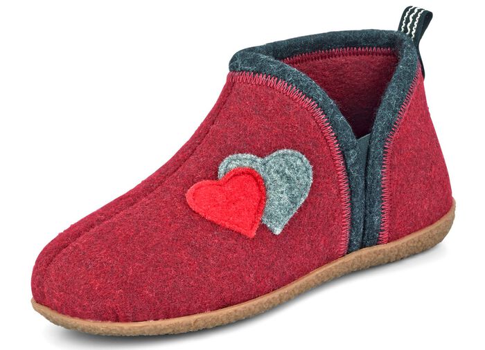 Hausschuh mit kontrastfarbenen Applikationen 