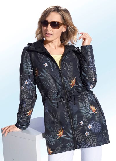 Longjacke mit Bl&uuml;ten- und Bl&auml;tterdruck 