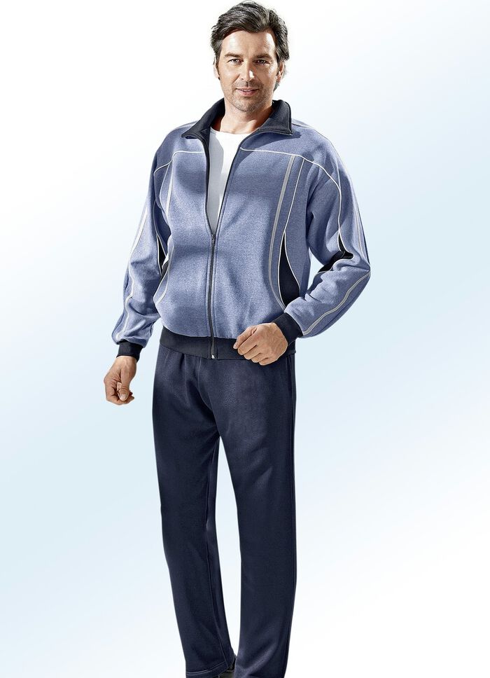 Freizeitanzug mit geraden Beinabschl&uuml;ssen HELLBLAU MELIERT-MARINE