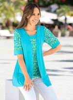 2-teiliges Set in verschlussloser Form in 2 Farben T&Uuml;RKIS-GR&Uuml;N-ECRU