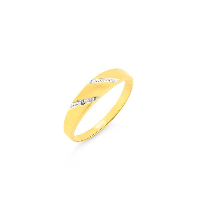 Gl&auml;nzender und satinierter Damenring mit Diamant 