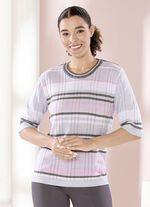 Pulli mit Ringeldessin HELLGRAU-ROSÉ-MULTICOLOR
