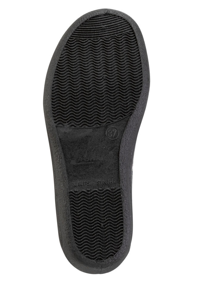 Bequeme Damen-Hausschuhe, Weite H, aus floral bedrucktem Meshmaterial GRAU-BUNT