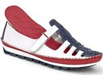 Gemini, klassische Damen-Slipper, Weite G, mit herausnehmbarem Fussbett WEISS-MARINE-ROT