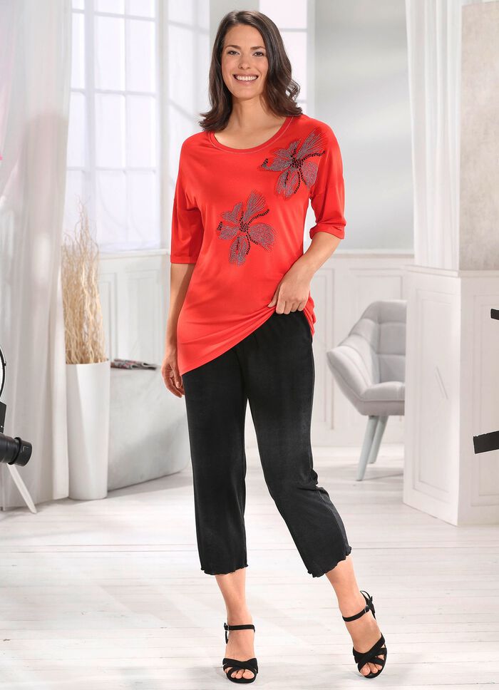 Longshirt mit silberfarbener Flatlock-Naht in 2 Farben 