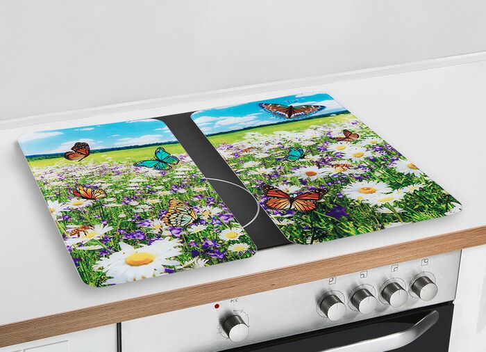 Herdabdeckplatten mit Sommerwiesen-Motiv 