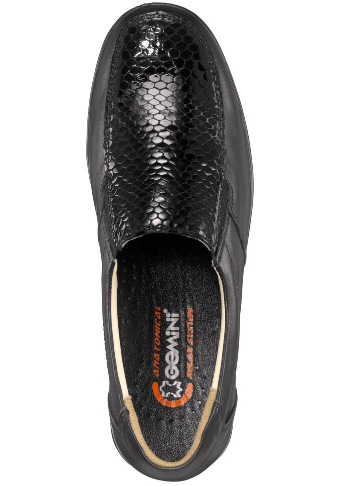Gemini Slipper mit exotischer Reptilpr&auml;gung SCHWARZ