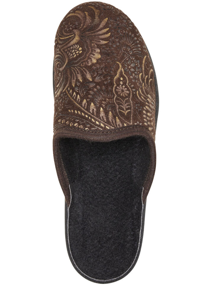 Pantoffel mit floralem Muster BRAUN