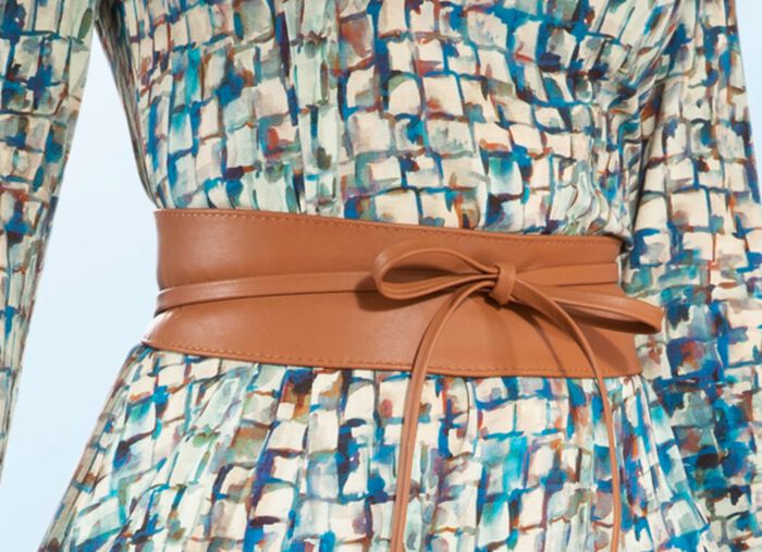 Modischer Leder-Bindeg&uuml;rtel, 8 cm breit  COGNAC