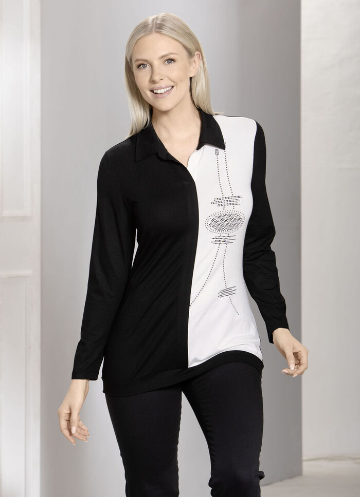 Poloshirt mit effektvoller Plättchenzier 