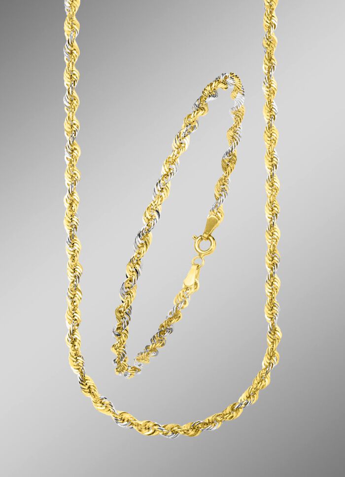 Stilvolle Kordelketten-Garnitur aus Gold 585/- fein 