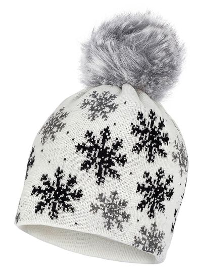 Trendige Damen-M&uuml;tze, mit Schneeflocken-Dessin 