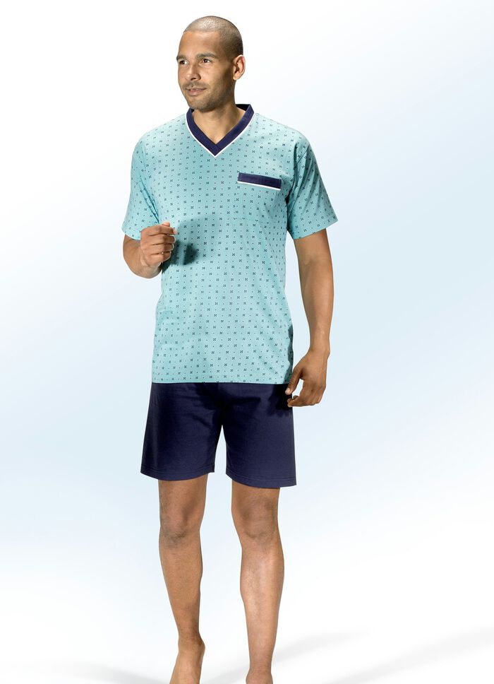 Shorty mit V-Ausschnitt und Brusttasche 