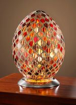 Tischlampe in Eiform mit faszinierendem Mosaik-Effekt ROT-GOLD