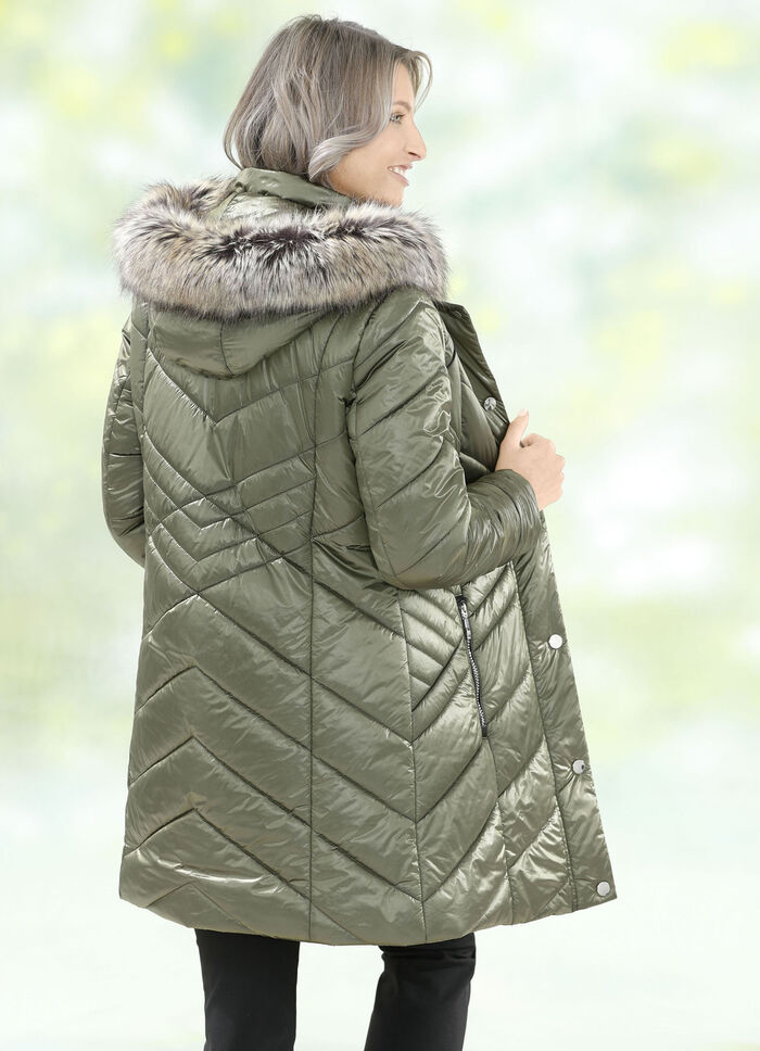 Longjacke mit abnehmbarem Kunstpelz-Besatz