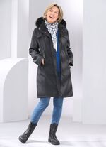 Kurzmantel mit festem Kunstpelz-Besatz 