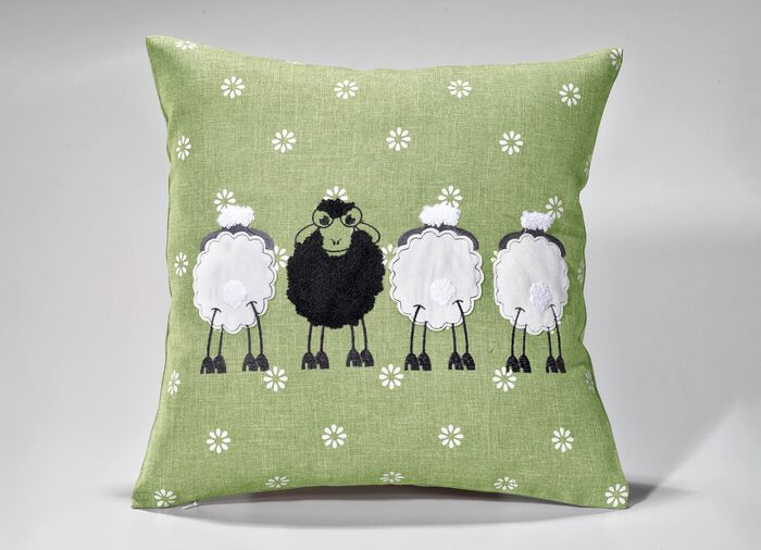 Tisch- und Raumdekoration mit Pl&uuml;sch-Applikationen GR&Uuml;N