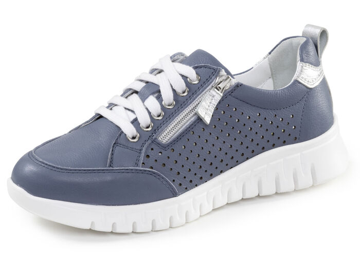 ELENA EDEN, sommerliche Damen-Sneaker, Weite H, mit herausnehmbarem Fussbett JEANS-SILBER