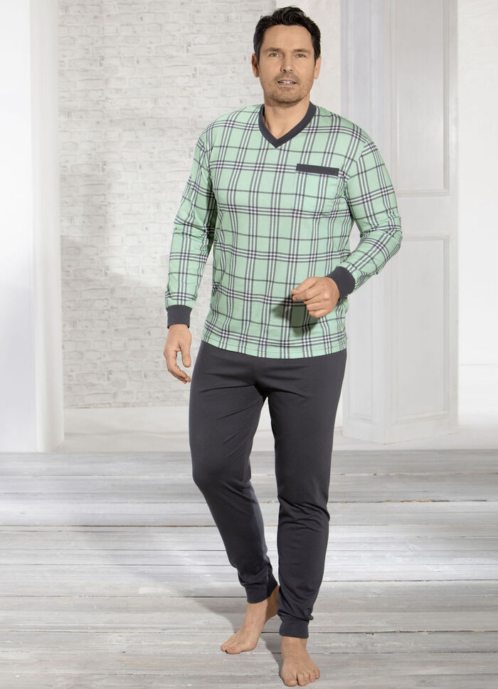 Pyjama mit V-Ausschnitt und Brusttasche 