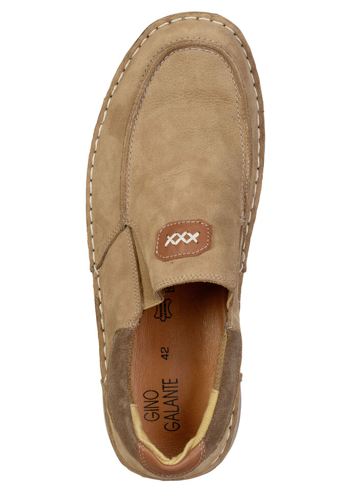 GINO GALANTE, leichte Herren-Slipper, mit herausnehmbarem Fussbett CAMEL