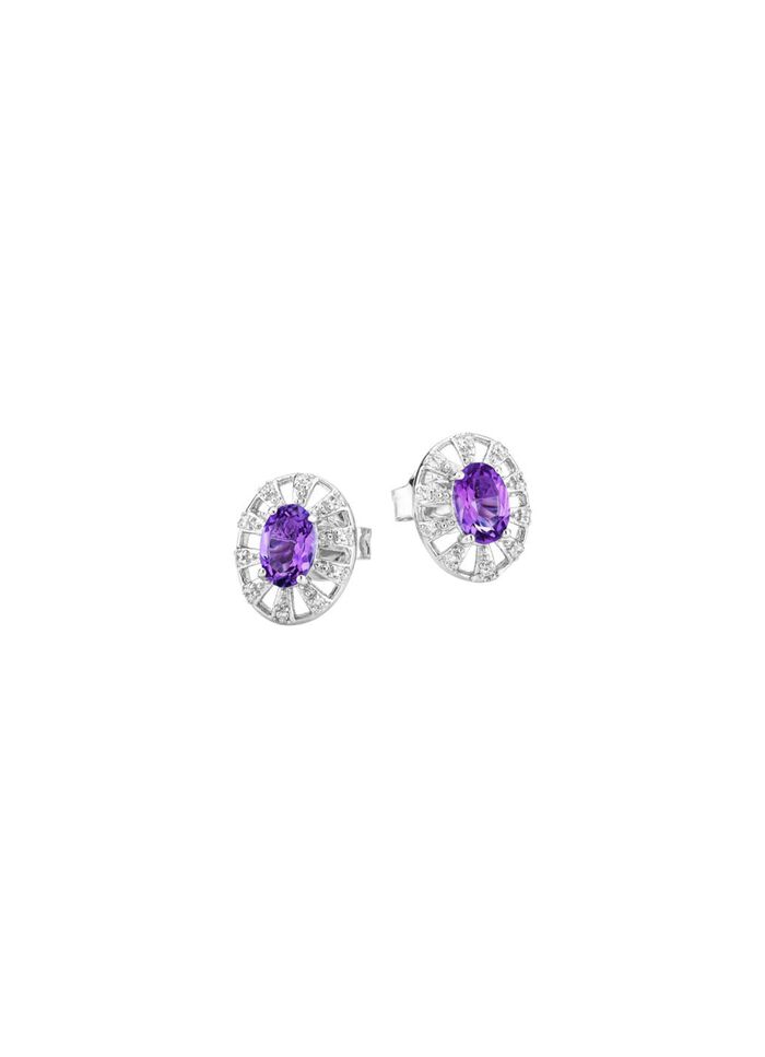 Ohrstecker mit echt Amethyst und synth. Zirkonia 