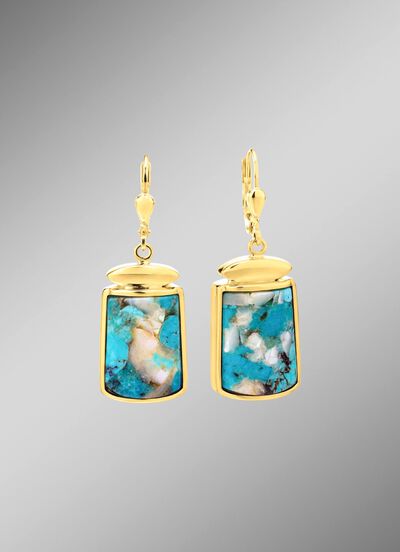 Ohrringe mit beh. T&uuml;rkis und beh. Perlmutt 