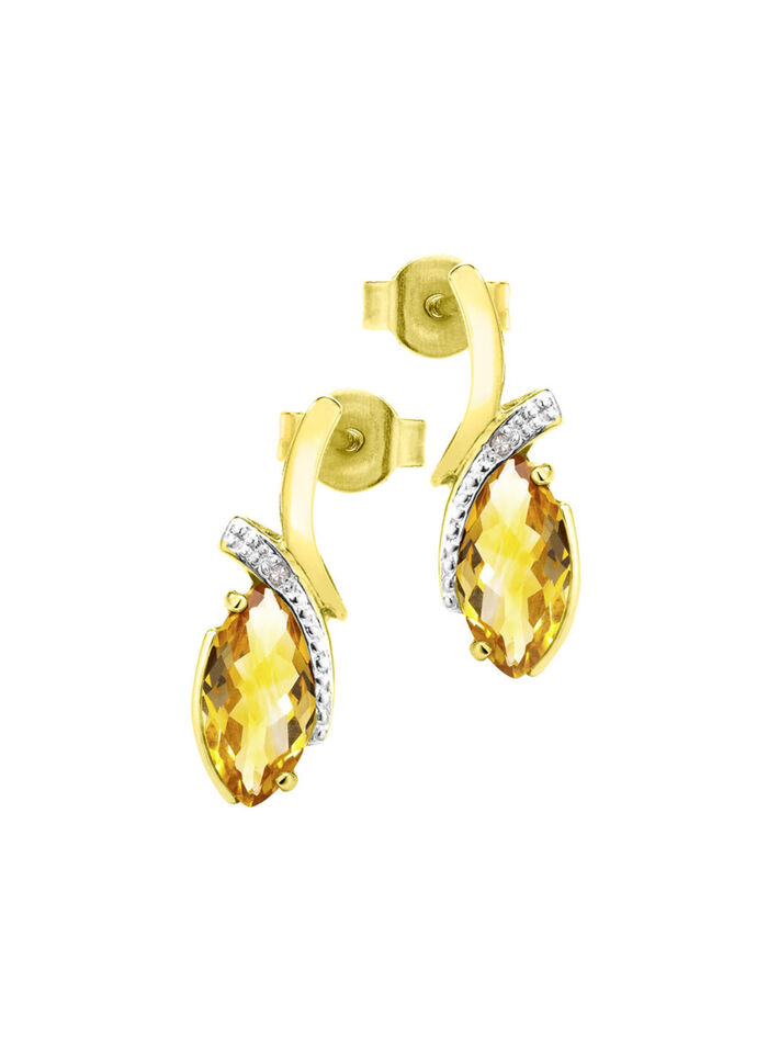 Ohrstecker mit echt Citrin und 2 Diamanten 
