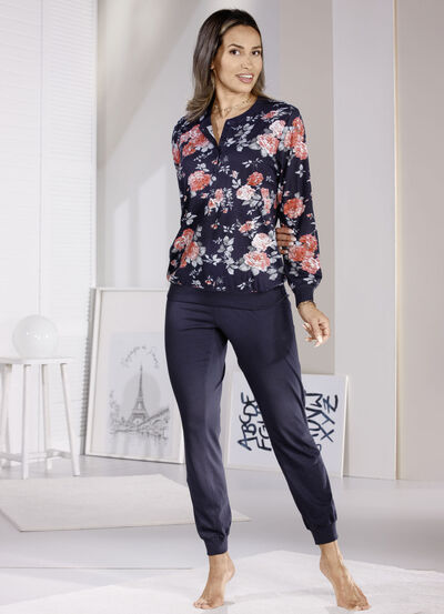 Schlafanzug mit Bündchenabschlüssen  