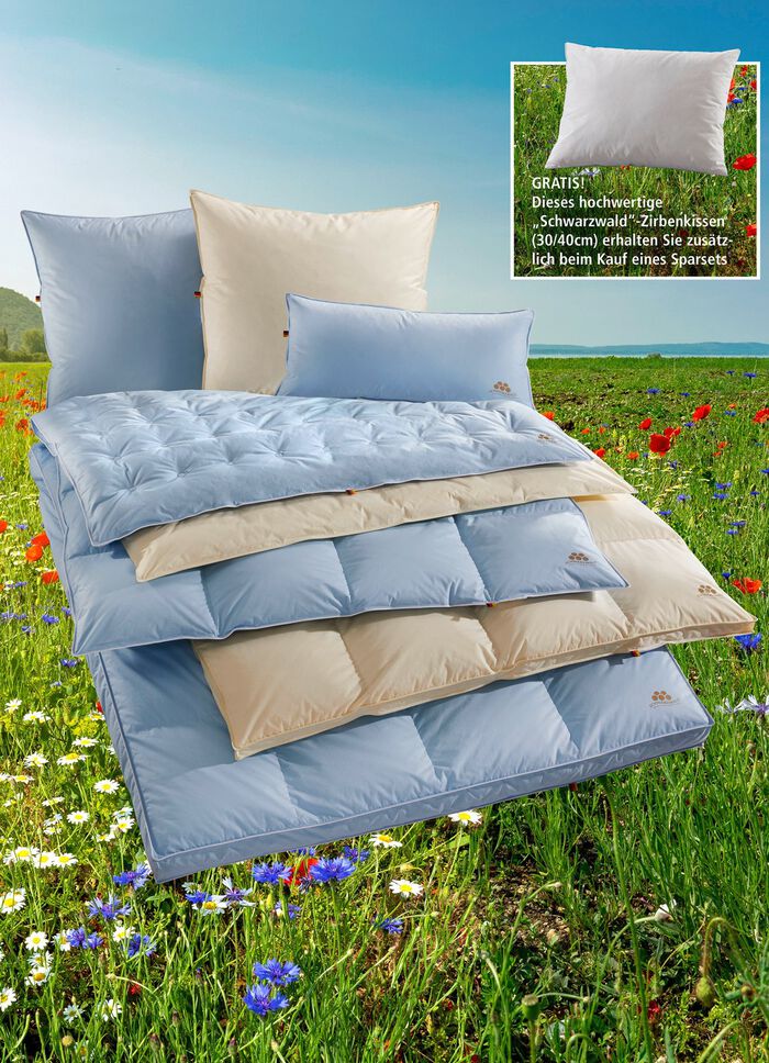 Erstklassige Daunendecken-&laquo;Sonderserie blau & creme&raquo; aus dem Schwarzwald 