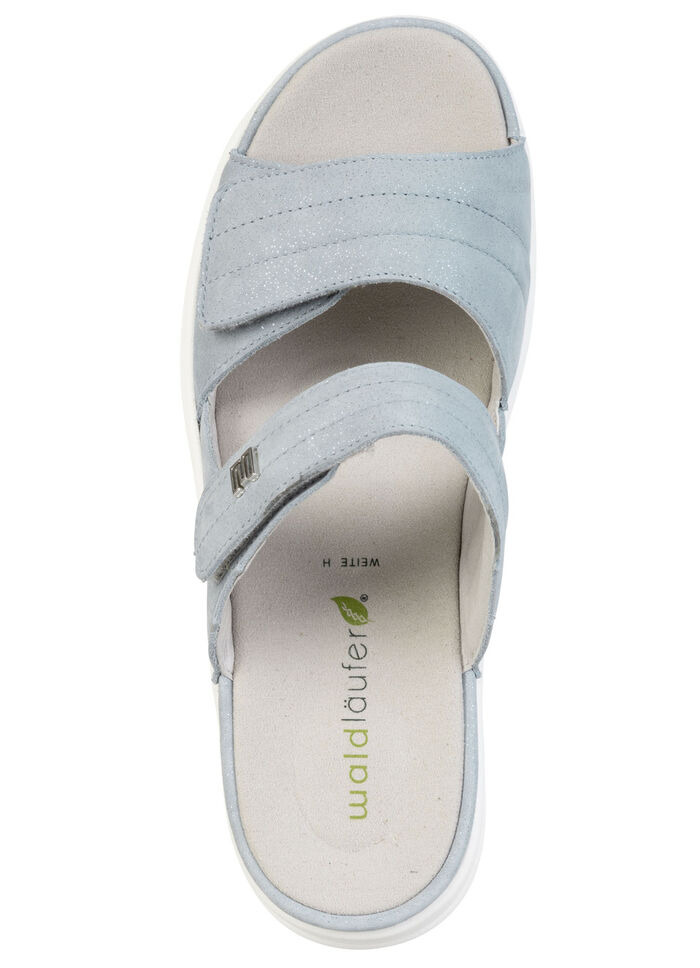 Waldläufer, bequeme Damen-Pantoletten, Weite H, mit herausnehmbarem Fussbett BLEU