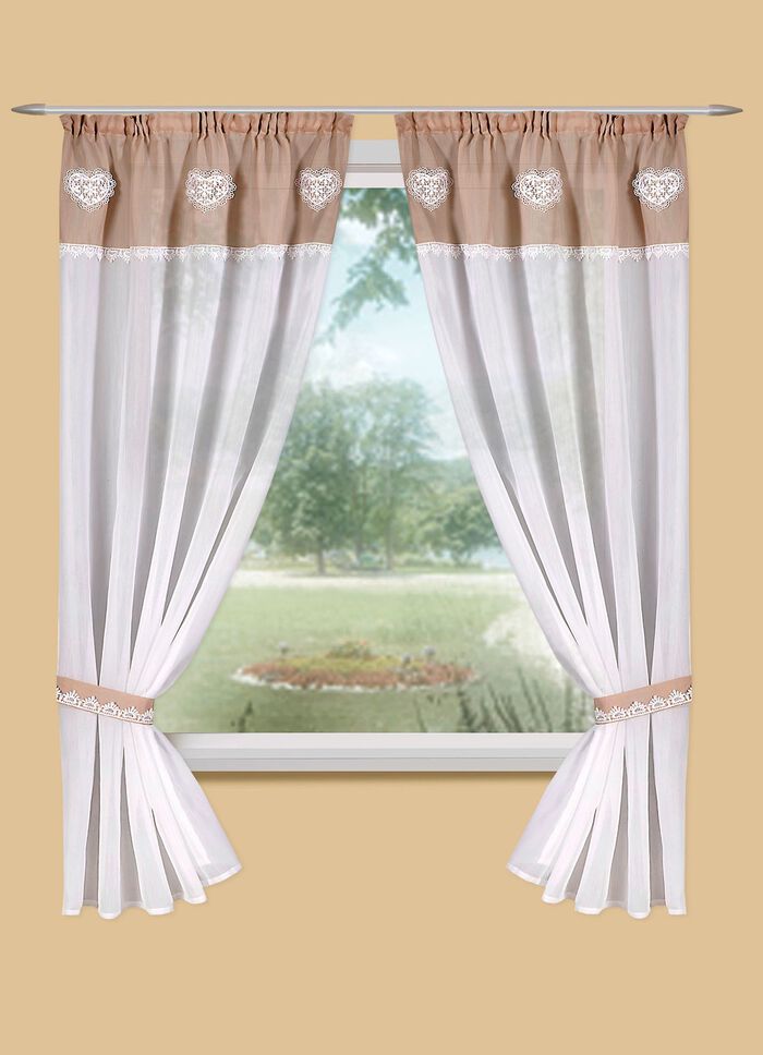 Raffgardinen-Garnitur in Leinenoptik 