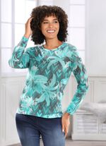 Pullover in weich fliessender Qualit&auml;t T&Uuml;RKIS-MULTICOLOR