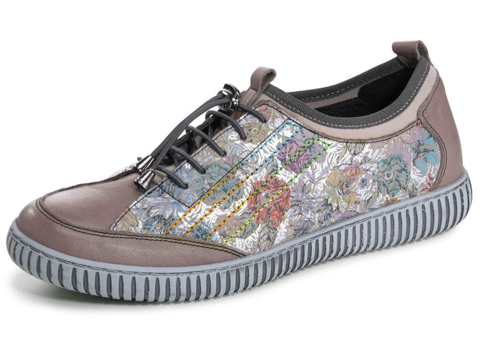 Gemini Sneaker aus teilweise floral bedrucktem Rindleder TAUPE-BUNT