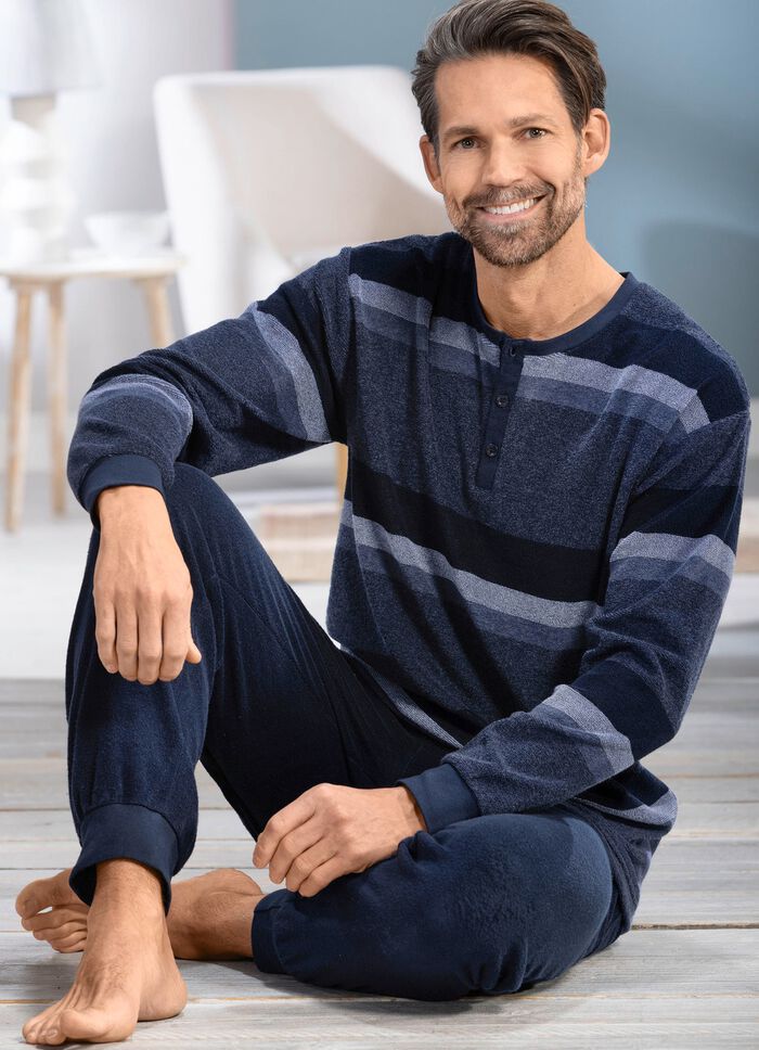 Frottier-Schlafanzug mit Knopfleiste 