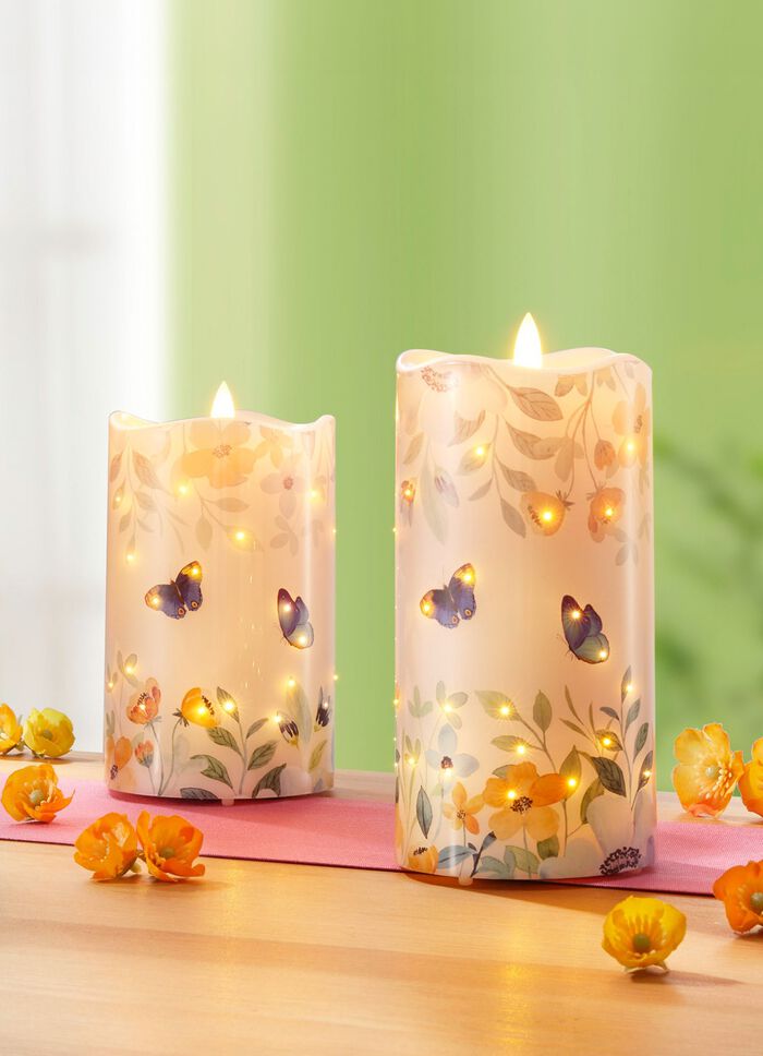 LED-Echtwachskerzen, 2er-Set, mit Flackereffekt 